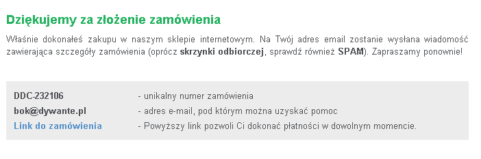 Dywante - Zakup dywanu Zakup dywanu, podziękowanie za złożenie zamówienia w sklepie internetowym